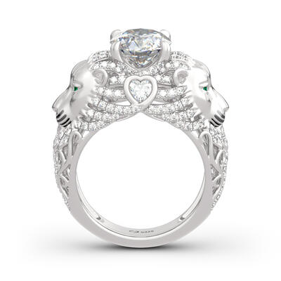 Jeulia Lion Inspired Round Cut Sterling Silver Ring