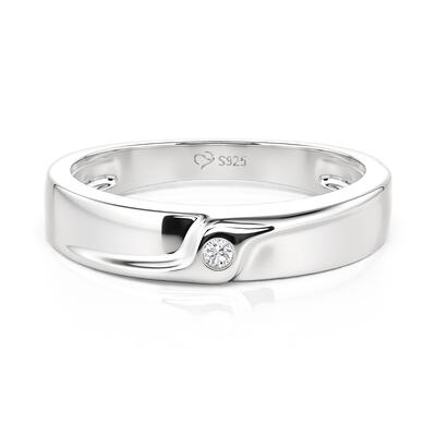 Jeulia Simple Round Cut Men's Wedding Band Sterling Silver