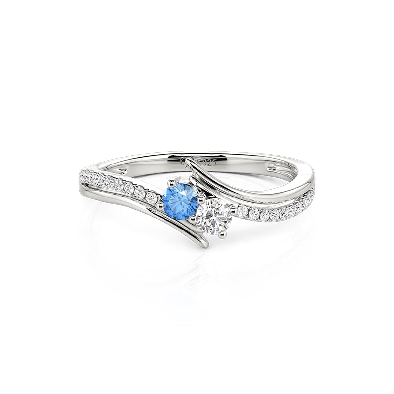 Jeulia Parallel Meet Custom Pave Two Birthstone Bypass Ring