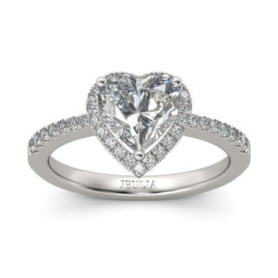 Jeulia Halo Heart Cut Sterling Silver Ring