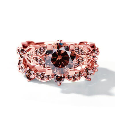 Jeulia Butterfly Round Cut Sterling Silver Ring Set