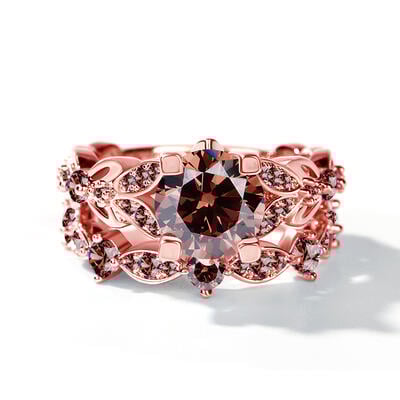 Jeulia Butterfly Round Cut Sterling Silver Ring Set