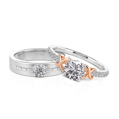 Jeulia Custom Infinity Couple Rings Sterling Silver