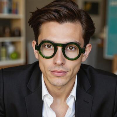 Meroy Green Round Glasses