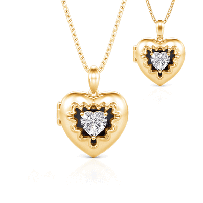 Jeulia Personalized Heart Photo Locket Necklace with Birthstone