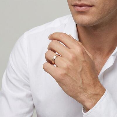 "Forever Be Yours" Matte Step Edge Men's Wedding Ring