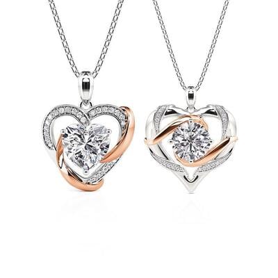 Jeulia Custom Classic Two Tone Heart Necklace Set