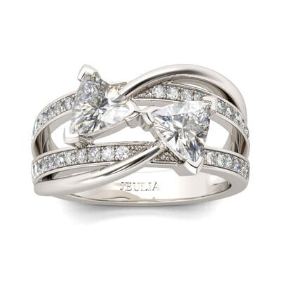 Jeulia Zweifarbig Zwei Steine Trillion-Schliff Sterling Silber Ring