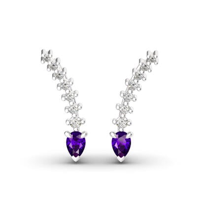 Jeulia Royal Amethyst Climber Earrings