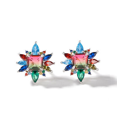 Jeulia "Blazing with Colour" Emerald Cut Sterling Silver Earrings