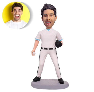 カスタマイズ 顔 似顔絵 ボブルヘッド 首ふり 人形 フィギュア そっくり 野球をする男性