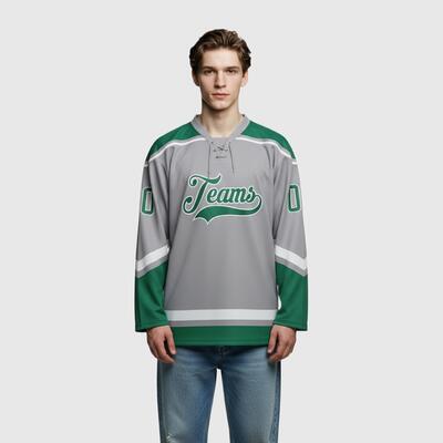 Custom Gray Hockey Lace Neck Durable Nylon Team Jersey