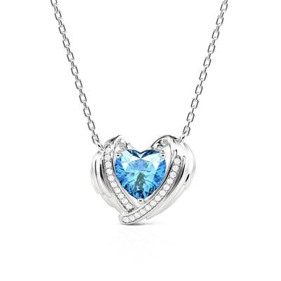 Jeulia Custom Angel Wing Necklace with Heart Birthstone
