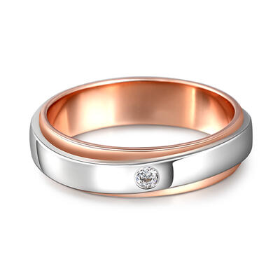 Jeulia "Forever Promise" Two Tone Sterling Silver Women's Band
