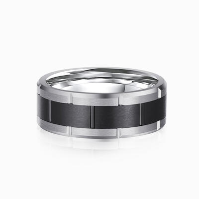 "Solstice Vow" 8mm Watch Straps Pattern Tungsten Carbide Men's Wedding Ring