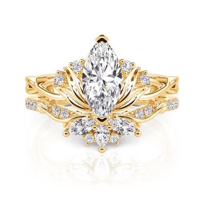 Jeulia Lotus Marquise Cut Engagement Ring Set