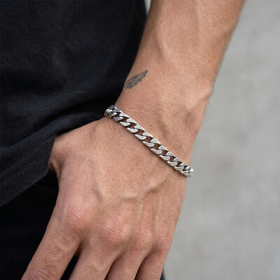 "Rough & Ready" 7mm 925 Silver Cuban Link Bracelet