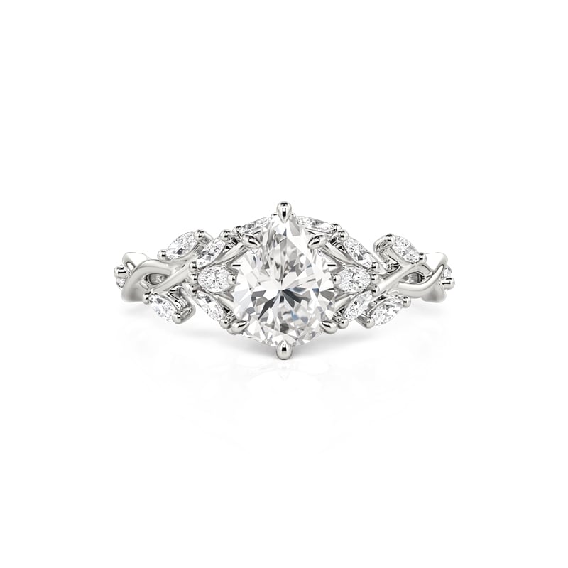 Jeulia Twist Leaf Vine Pear Shaped Engagement Ring