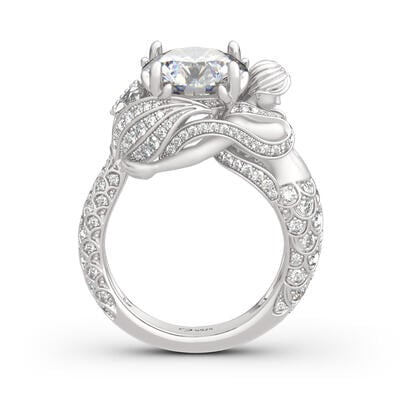 Jeulia "Goddess of the Sea" Sterling Silver Mermaid Ring