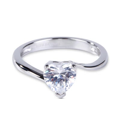 Jeulia Bypass Heart Cut Sterling Silver Ring