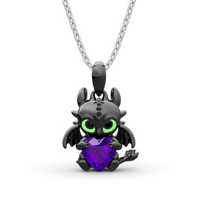 Jeulia Hug Me "Show Your Heart" Dragon Heart Cut Sterling Silver Necklace