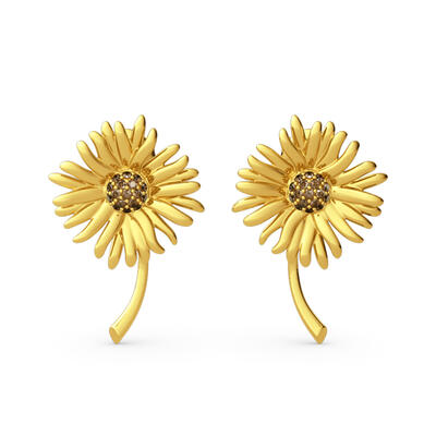 Jeulia "Sunflowers" Painting Inspired Sterling Silver Stud Earrings