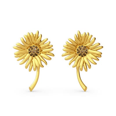 Jeulia "Sunflowers" Painting Inspired Sterling Silver Stud Earrings