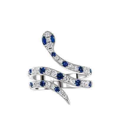 Jeulia Snake Shape Sterling Silver Cocktail Ring