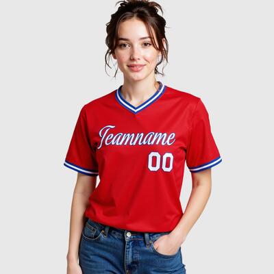 野球 名前 チーム名 番号 Tシャツ Vネック 野球ウェア ユニフォーム レッド 男女兼用 オーダーメイド