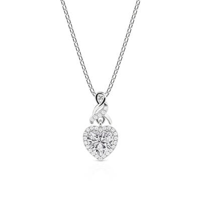 Jeulia Eternal Halo Heart Necklace Sterling Silver