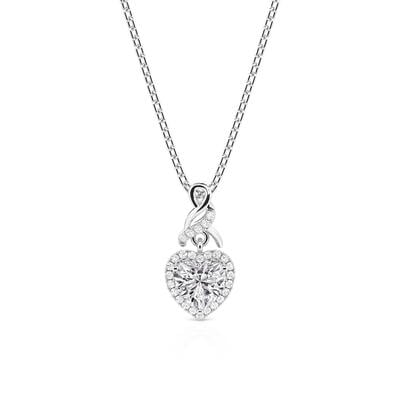 Jeulia Eternal Halo Heart Necklace Sterling Silver