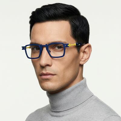 Jeremy Blaue Quadratische Brille