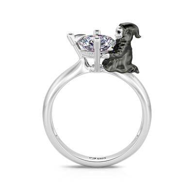 Jeulia Hug Me "Soul Harvester" Skull Sickle Round Cut Sterling Silver Ring