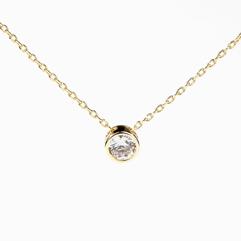 Jeulia Collier Pendantif Simple en Argent Sterling Coupe de Pièrre Ronde