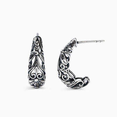 Jeulia "Celestial Garden Crescent Moon" Sterling Silver Earrings