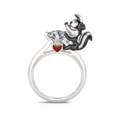 Jeulia Hug Me "Romantic Skunk" Round Cut Sterling Silver Ring
