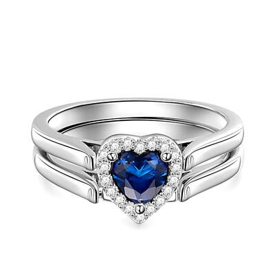 Jeulia Anillo Reversible Personalizado de Plata Esterlina con Halo de Corte de Corazón