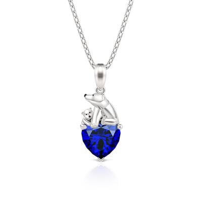 Jeulia “Snuggles” Polar Bear Heart Necklace for Mother and Baby Sterling Silver