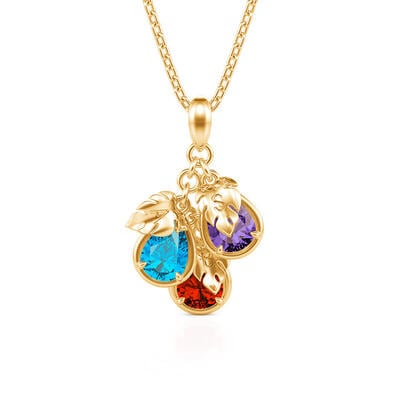 Jeulia Simple Custom Pear Birthstone Initial Necklace with Leaf