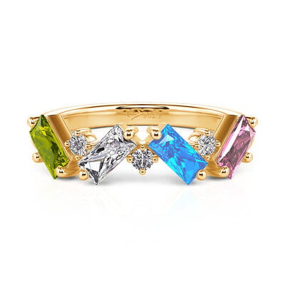 Jeulia Multicolored Gemstone Cluster Custom Women's Ring