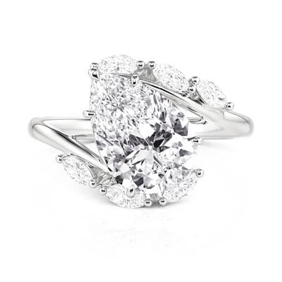 Jeulia ペアシェイプ バイパス エンゲージメントリング スターリングシルバー