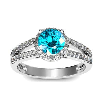 Jeulia Halo Round Cut Sterling Silver Ring