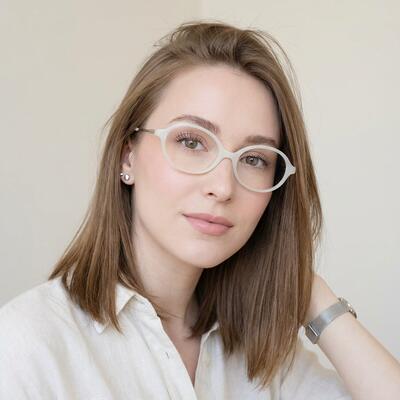 Gustavie White Oval Glasses