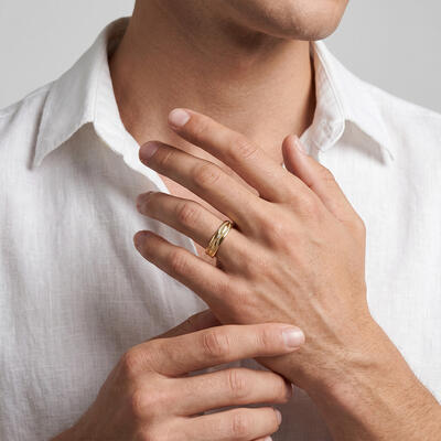 "Promesse d'avenir" Motif vague Bague de mariage pour homme