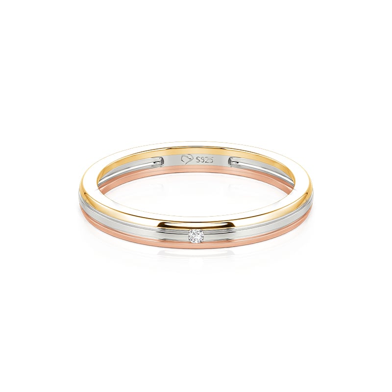 Jeulia Classic Round Cut Tri-Color Ring for Women