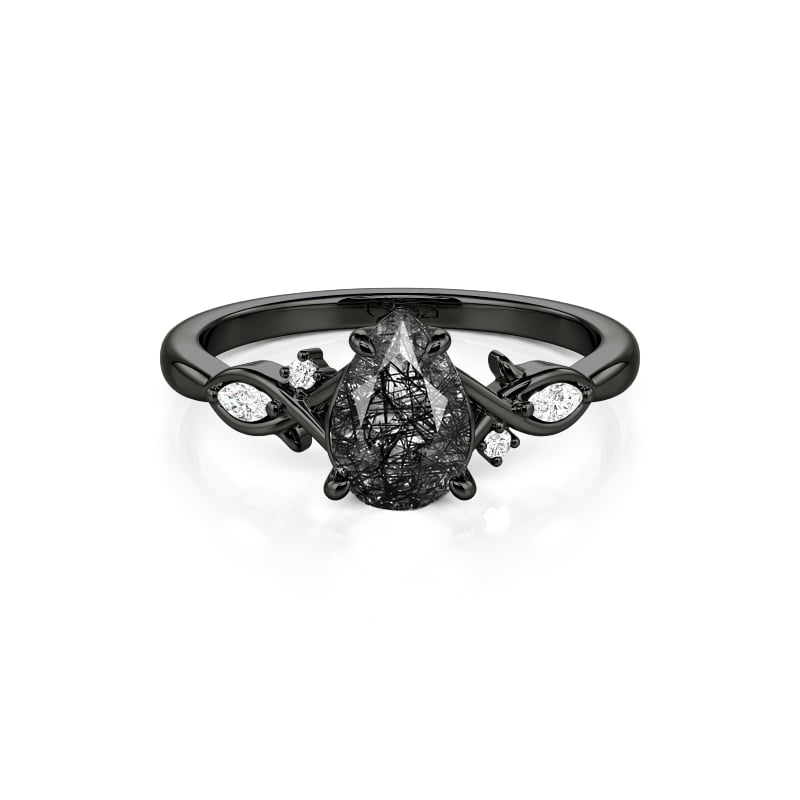 Jeulia Bague Gothique en Quartz Rutilé Noir Taille Poire