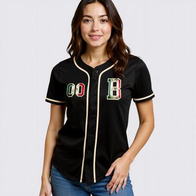 Custom Black 3D Baseball Jersey with Mexican Flag Perfect for Game Days Cultural Festivals and Fan Gatherings