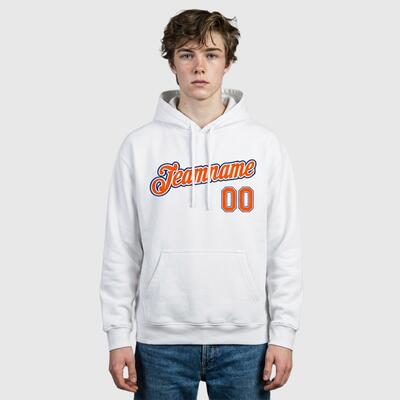 Comfortable Custom Stitched White Sports Pullover Hoodie Cozy Fabric Personalized Team Name & Chosen Number