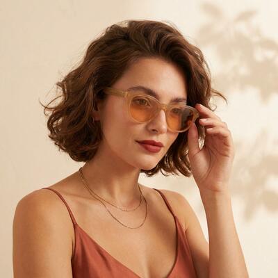 Hunter Orange Runde Sonnenbrille