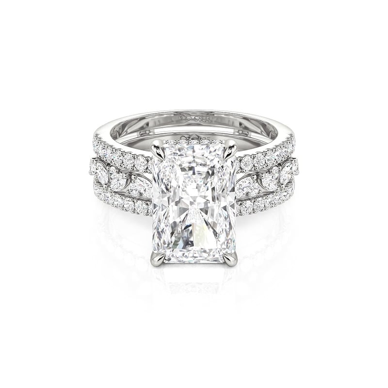 Jeulia Luxury Inset Radiant Cut Puzzle Ring Set 2PCS